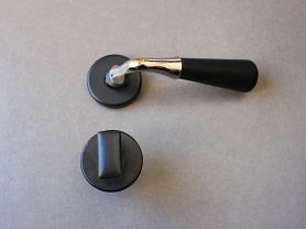 Poignée de porte Porcelaine CONE - Noir Mat/NB + bouton Condamnation