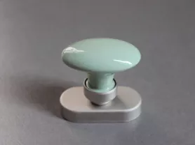 BOUTON DE CREMONE PORCELAINE OVALE Vert d'eau 